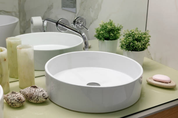 istock Bathroom interior detail with white sink 1188878124