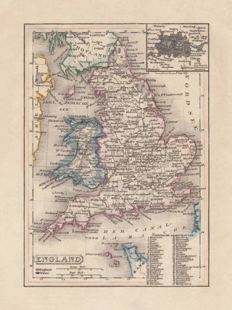 istock Old map of England and Wales, steel engraving, published 1857 1188882883
