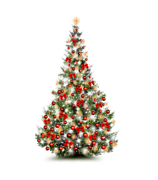 istock Brightly decorated Christmas tree isolated on white background 1188893419
