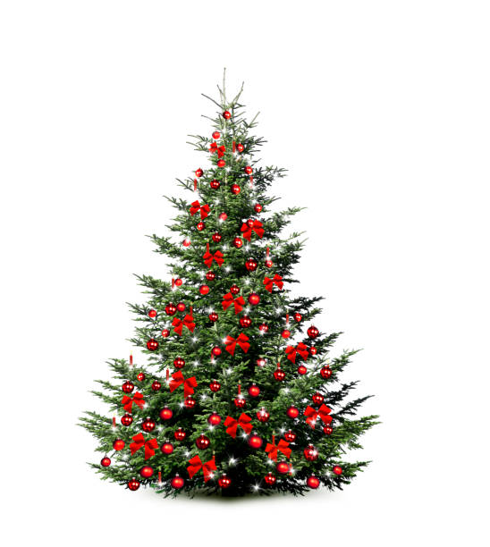 istock Brightly decorated Christmas tree isolated on white background 1188893490