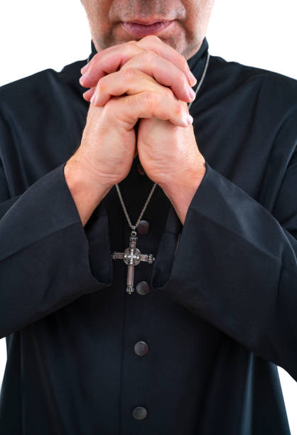 istock Priest bald with cassock isolated on white 1188894025