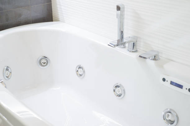 istock bathroom close-up. Large white bathroom in a modern interior 1188894163