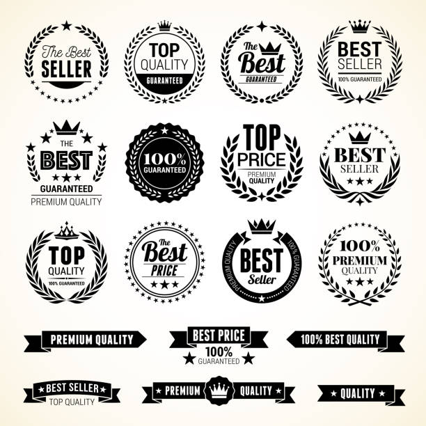 ilustrações de stock, clip art, desenhos animados e ícones de set of "best" black badges and labels - design elements - insígnia ilustrações