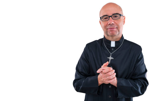 istock Priest bald with glasses and cassock isolated on white 1188894397
