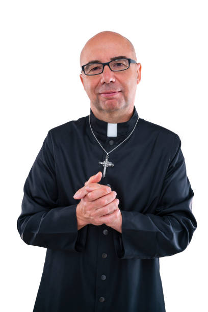 istock Priest bald with glasses and cassock isolated on white 1188894719