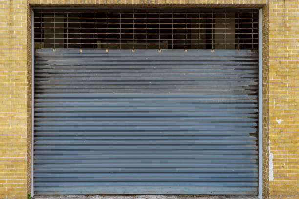 istock Old metal roller door background photo 1188897423