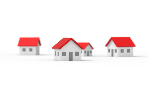 istock Group of blurred house isolated on white background. 3D Illustration. 1188898104