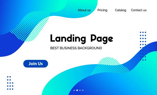 Landing page template. Vector abstract liquid fluid blue trendy background. Corporate business website header Landing page template. Vector abstract liquid fluid blue trendy background. Corporate business website header templates design stock illustrations