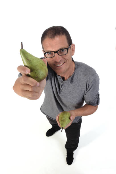 man with food on white background