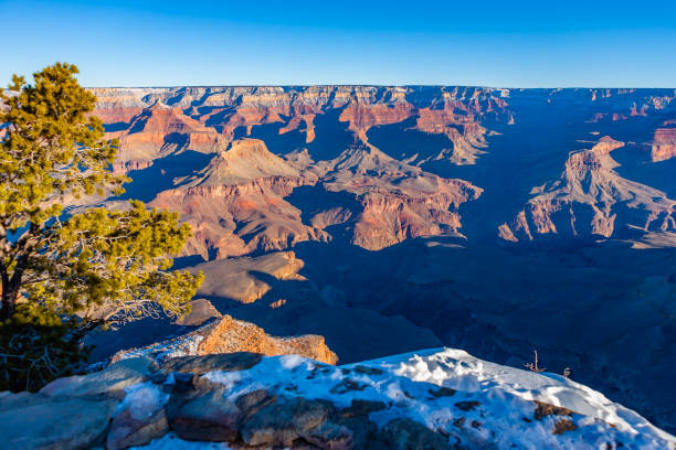 grand canyon - bend sun river snow - fotografias e filmes do acervo