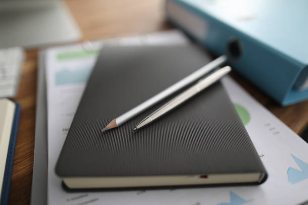 istock Empty business office with stationery lie on 1188903443