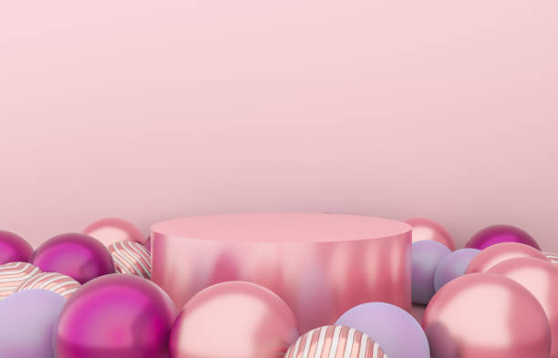 istock Empty cylinder box with Christmas balls background. Luxury product display scene. 1188904000