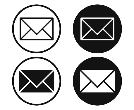 Mail post envelope icon shape. Postage logo symbol. e-mail communication sign button. Vector illustration image. Isolated on white background.