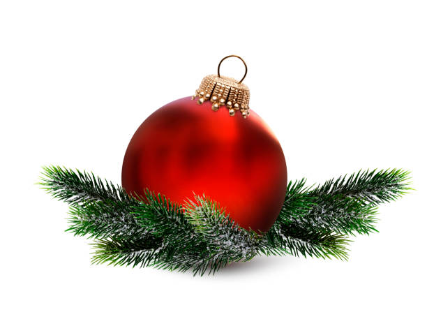 Brightly shining christmas bauble isolated on white background