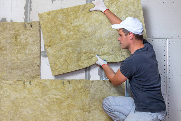 istock Worker insulating a room wall with mineral rock wool thermal insulation. 1188906913