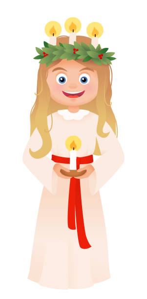 illustrazioni stock, clip art, cartoni animati e icone di tendenza di santa lucia di santa lucia - giorno di santa lucia