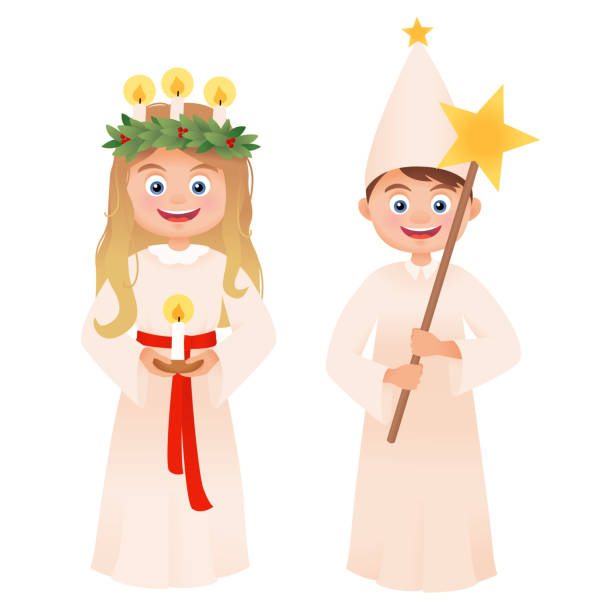 illustrazioni stock, clip art, cartoni animati e icone di tendenza di festa di santa lucia - giorno di santa lucia