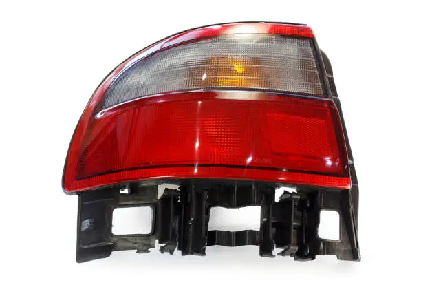 Tail light on white background. xenon and halogen.