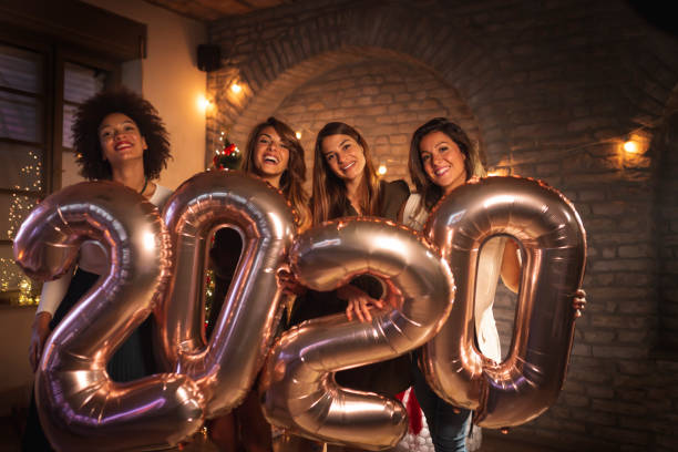 Girlfriends celebrating New Years Eve