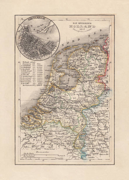 istock Old map of the Netherlands, steel engraving, published 1857 1188912561