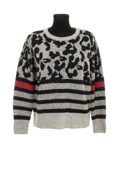 istock gray knitted sweater with stripes and animal print 1188912853