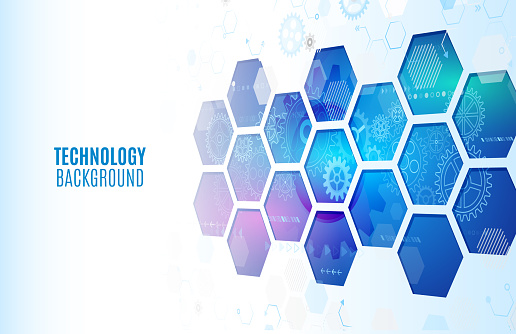 Abstrac hexagons science background. Hi-tech digital technology and engineering concept