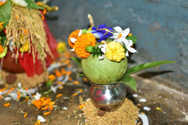 istock Indian puja Rituals with puja kalash. Selective focus is used. 1188917912