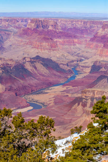 grand canyon - bend sun river snow - fotografias e filmes do acervo