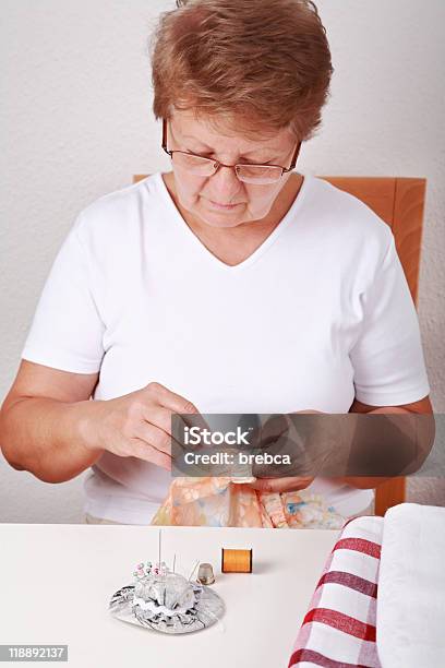 Elderly Woman Sewing Stock Photo - Download Image Now - Active Seniors, Adult, Adults Only