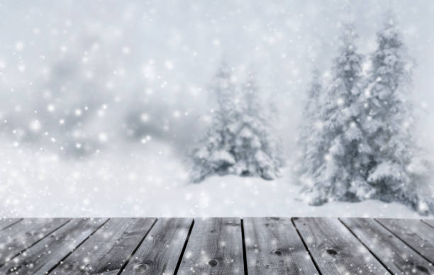 istock Snowy fir trees in forest with snowdrift 1188923175