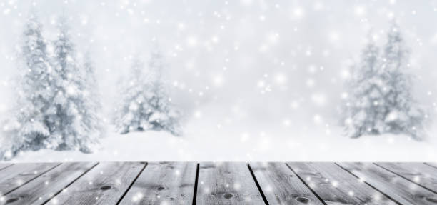 istock Snowy fir trees in forest with snowdrift 1188923179