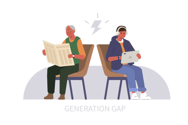 generační propast - generace z stock ilustrace