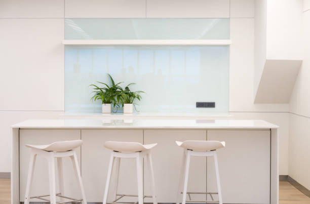 istock White Co-Working Space with Table and High Chair 1188924599