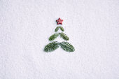 Pine branche christmas tree - Background Nature Snow White