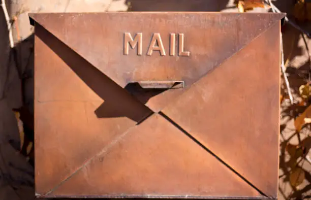 Santa Fe, NM: Rusty Modern-Style Mailbox