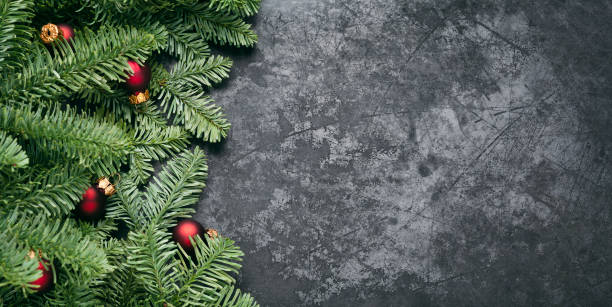 istock Christmas pine tree with ornaments on old metal plate - Background Holiday Blackboard Baking Vintage 1188926314