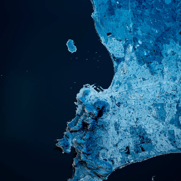 istock Cape Town South Africa 3D Render Map Blue Top View Mar 2019 1188927577