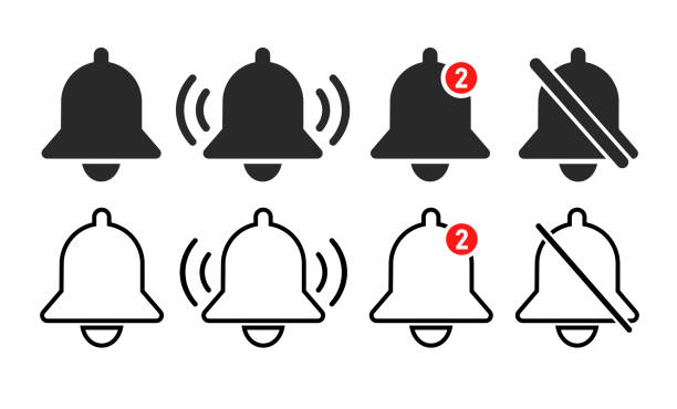 Notification flat bells icon. Vector Notification flat bells icon. Vector illustration bell stock illustrations