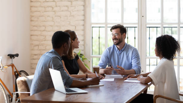 istock Happy young male manager executive in eyewear having fun. 1188929901