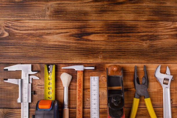 istock a set of tools on the boards. concept home improvement 1188935538