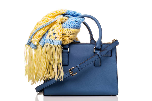 istock blue ladies bag with scarf 1188936024