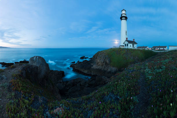 istock White pigeon point lighthouse with a blue sky  Historic Old Lighthouse at sunset - Pigeon Point Lighthouse - California, USA 1188939289