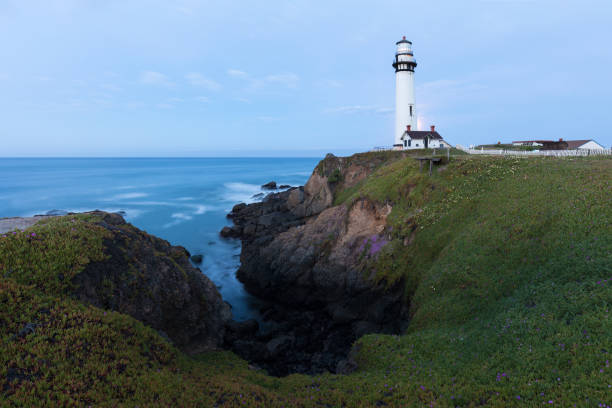 istock White pigeon point lighthouse with a blue sky  Historic Old Lighthouse at sunset - Pigeon Point Lighthouse - California, USA 1188939293