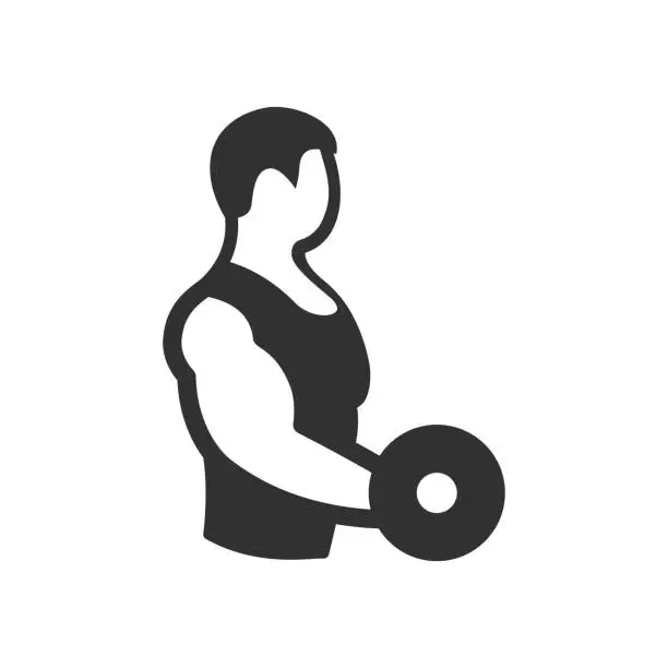 Vector illustration of man with a dumbbell