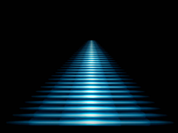 istock Luminous blue staircase leading up on a black background 1188945861