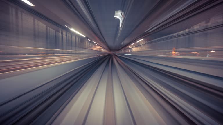 4K resolution Time lapse of train moving in tunnel,Transportation  Technology