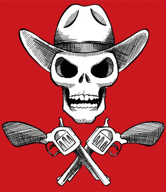 Vector illustration of Skull and Pistols