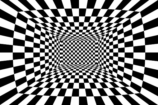 Black & white psychedelic checkerboard.