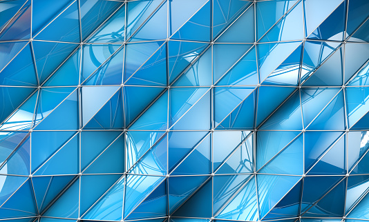 Blue squares wall surface