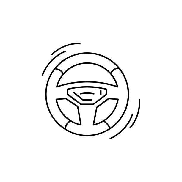 kierownica, napęd, ikona linii samochodu na białym tle - driving steering wheel human hand wheel stock illustrations